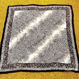 Vintage 100% Silk Oscar de la Renta Black and White Animal Print Scarf